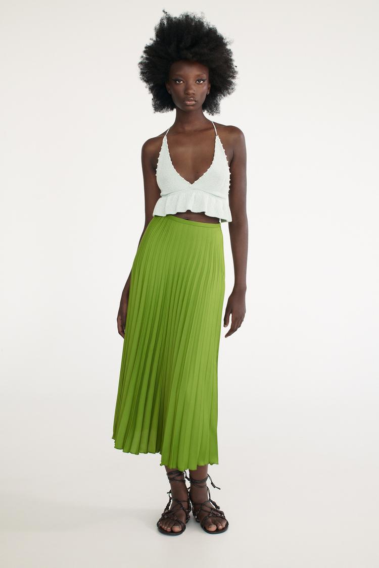 High Waist Pleated Skirt